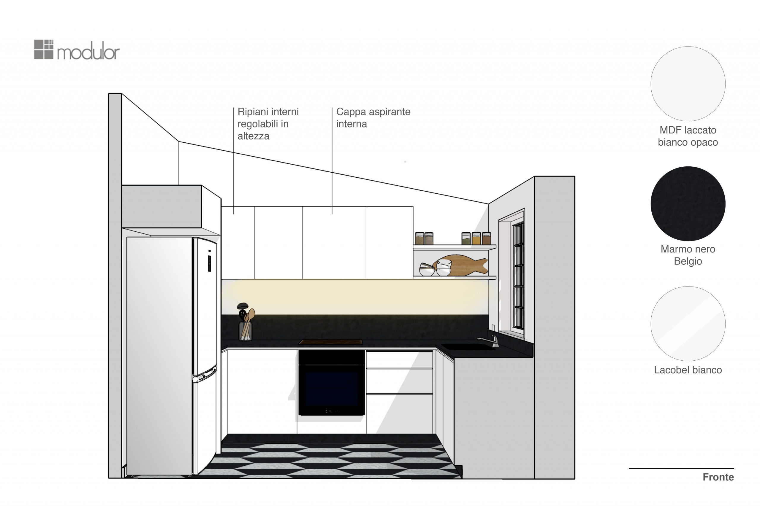 Minimal kitchen Verona design  front