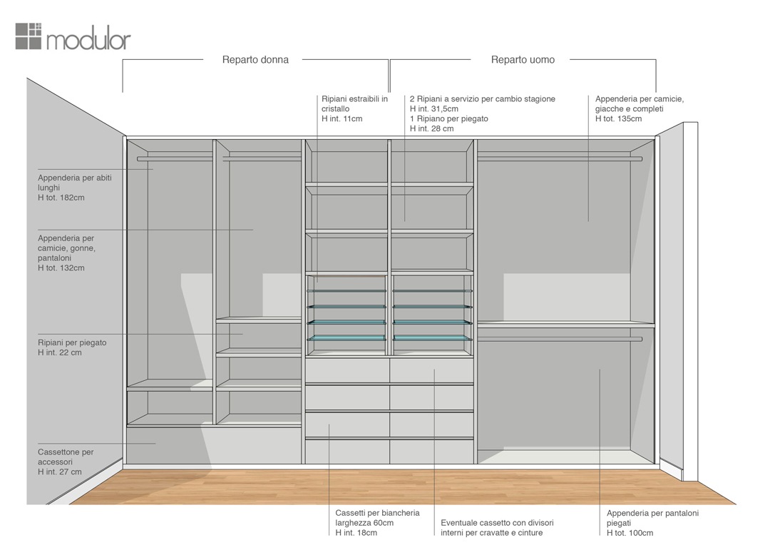 Modulor internal configuration wardrobe proposal 01