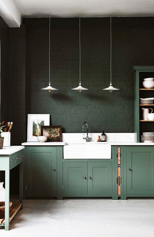 green modern classic kitchen