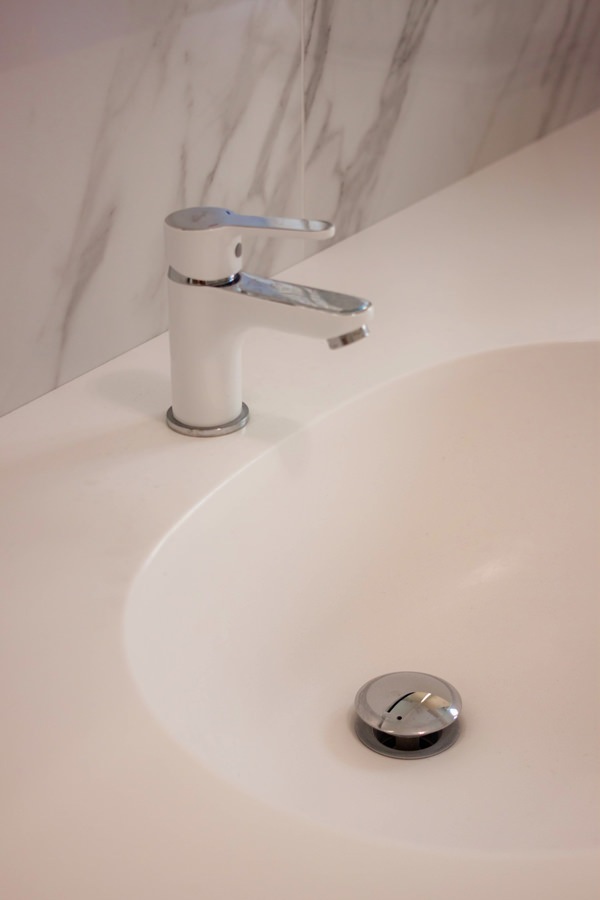 integrated bathroom vanity sink Corian top
